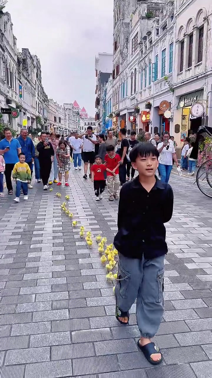 谁能拒绝一群在骑楼石板路上跑的小鸭子?今天算是体验了一把被追着拍照的感觉,你们觉得它可爱还