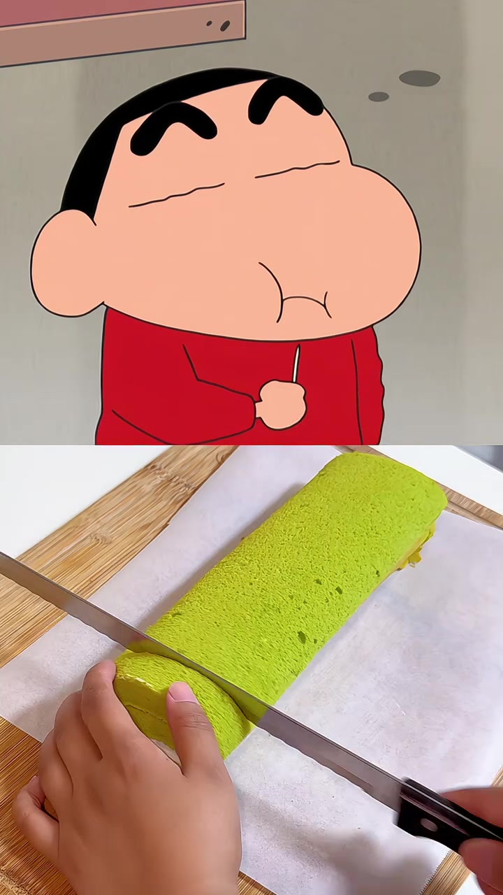蜡笔小新同款抹茶茶蛋糕卷