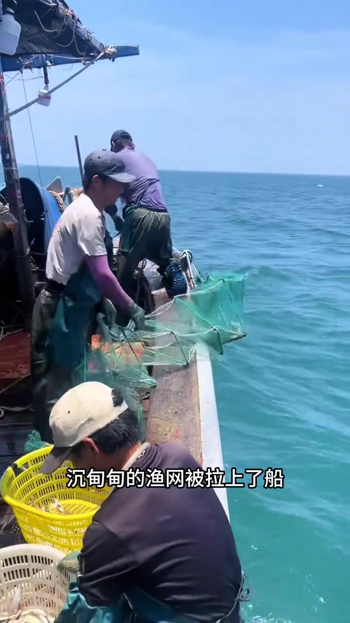 户外捕鱼：渔民投放上百米的方形渔网捕鱼
