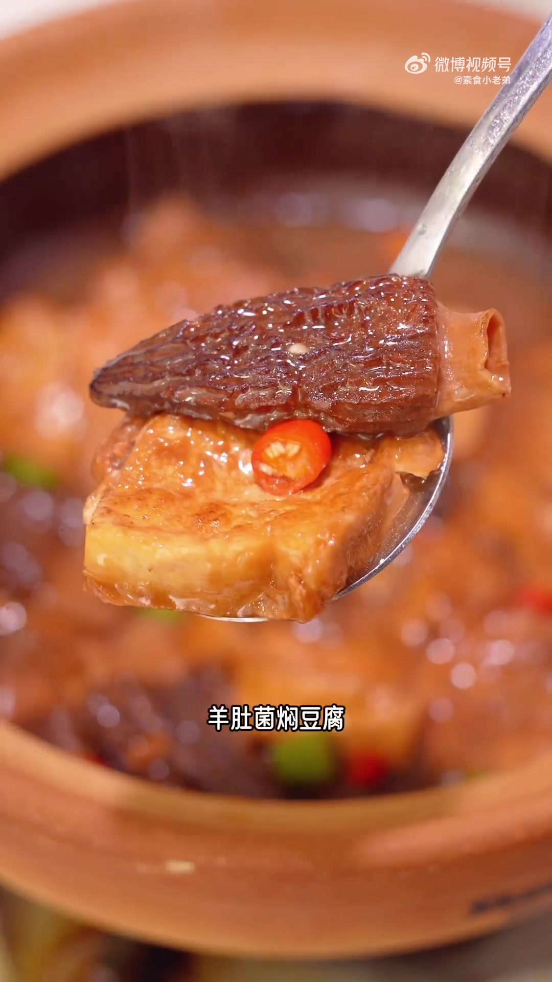 鲜美营养多汁，纯素家常下饭菜「羊肚菌焖豆腐」