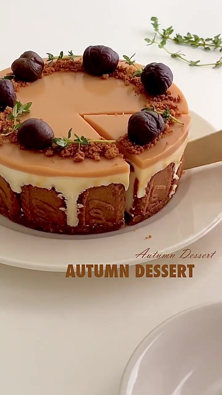 免烤箱ins焦糖栗子芝士蛋糕｜秋季甜品