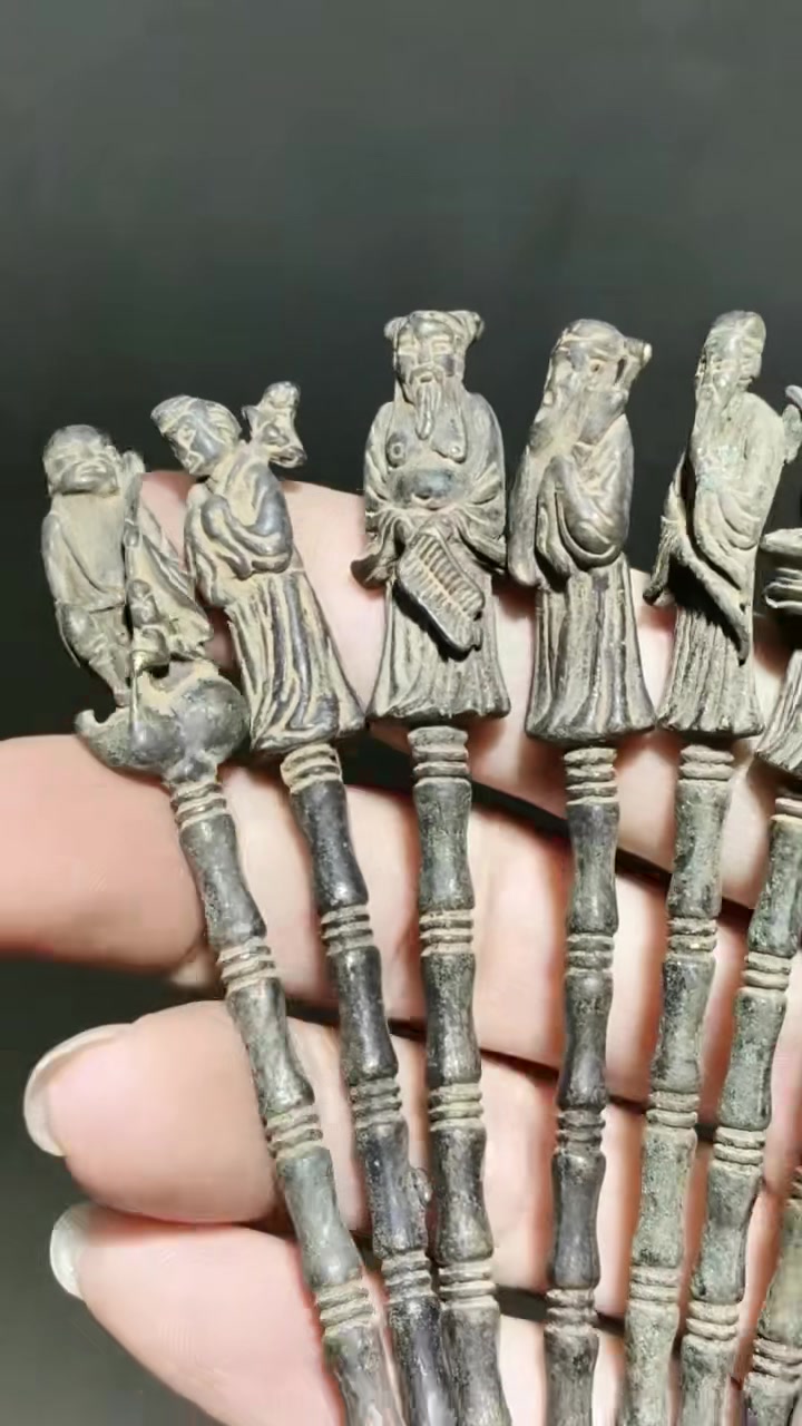 八仙人物铜勺一套,好品,古玩 文玩 古董 老物件收藏 古玩