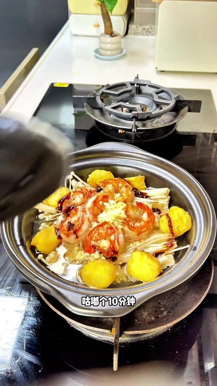 营养师家常菜—虾仁豆腐煲+上汤空心菜