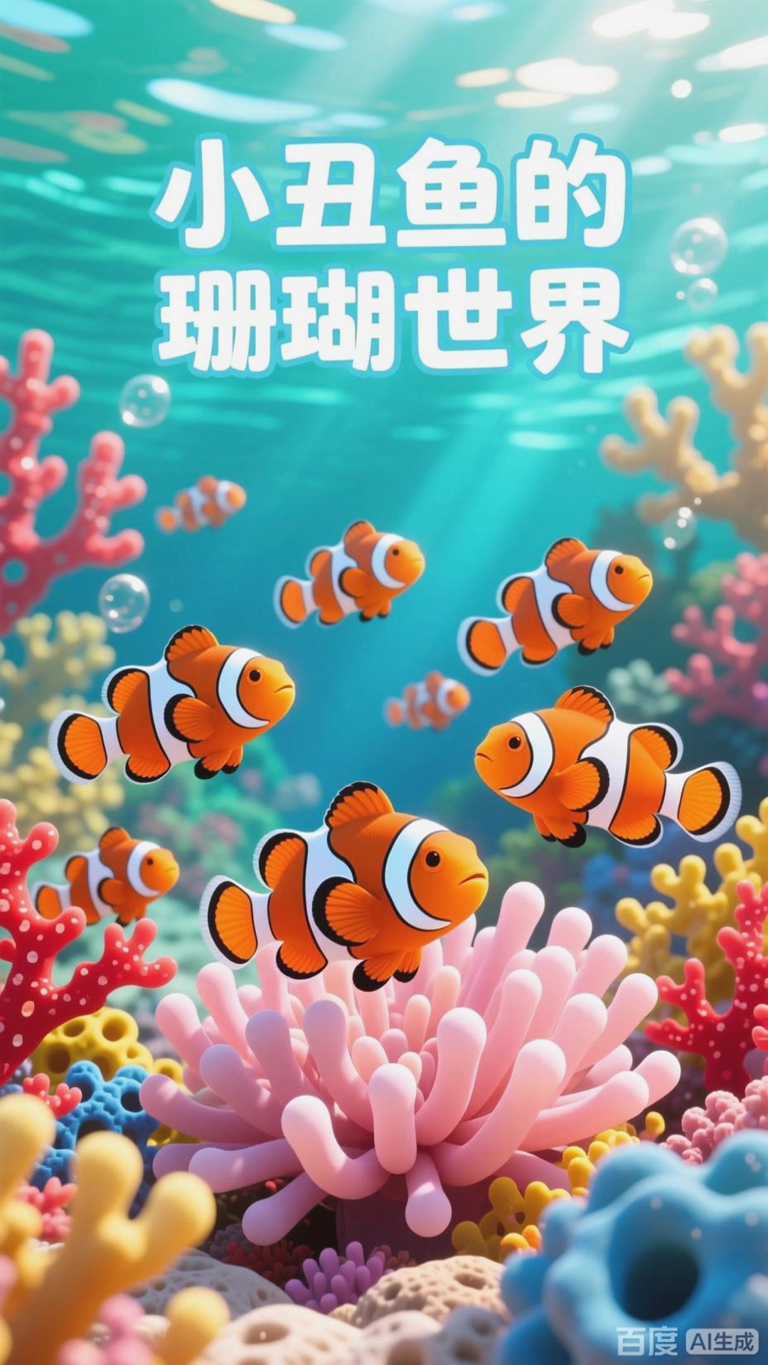 《夏日纳凉！小丑鱼躲珊瑚，超清凉》