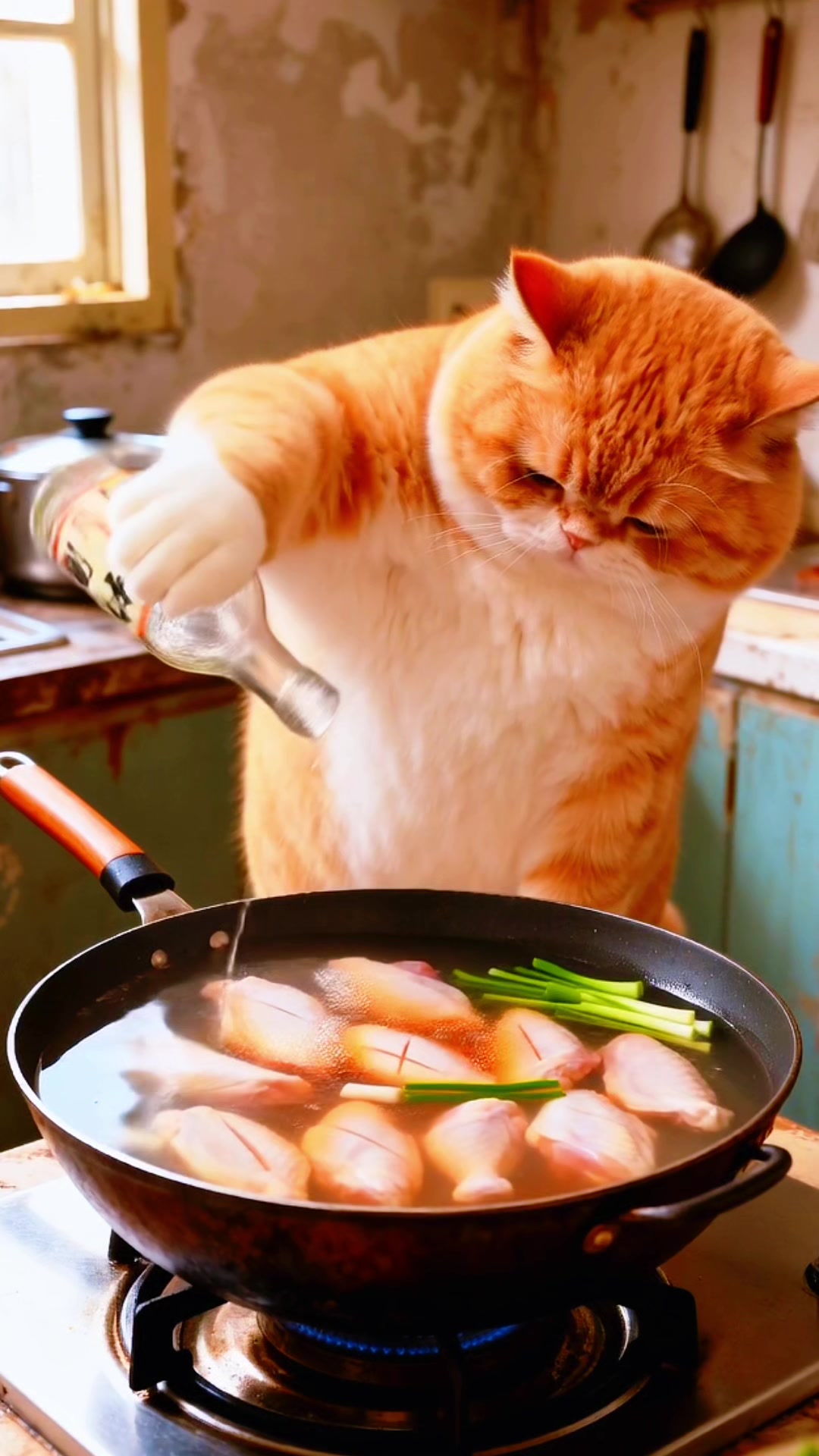 橘猫请客今日吃可乐鸡翅
