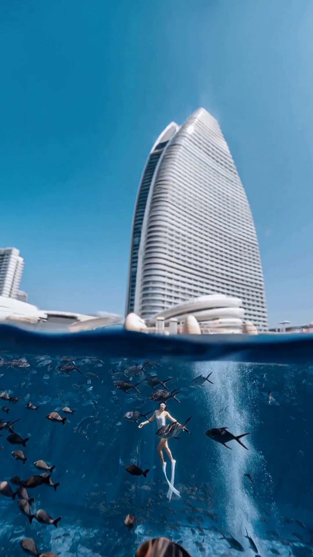 迪拜鲨鱼岛潜水，海鲜红珊瑚环绕，这体验绝了！