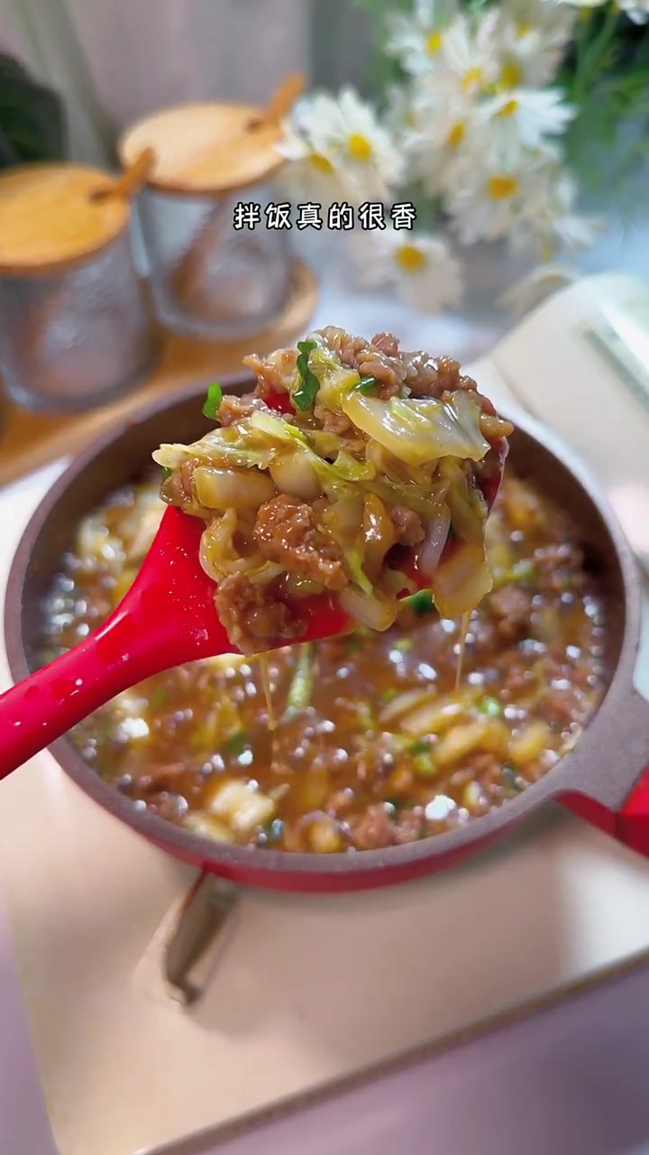 12m+宝宝辅食|白菜肉沫盖饭