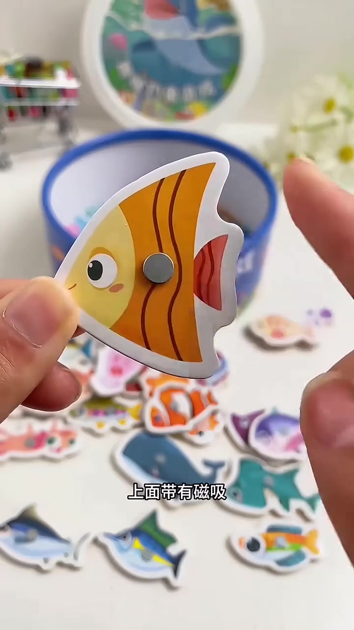 木制袋装桶装海洋钓鱼玩具儿童早教益智认知趣味磁性小鱼亲子游戏
