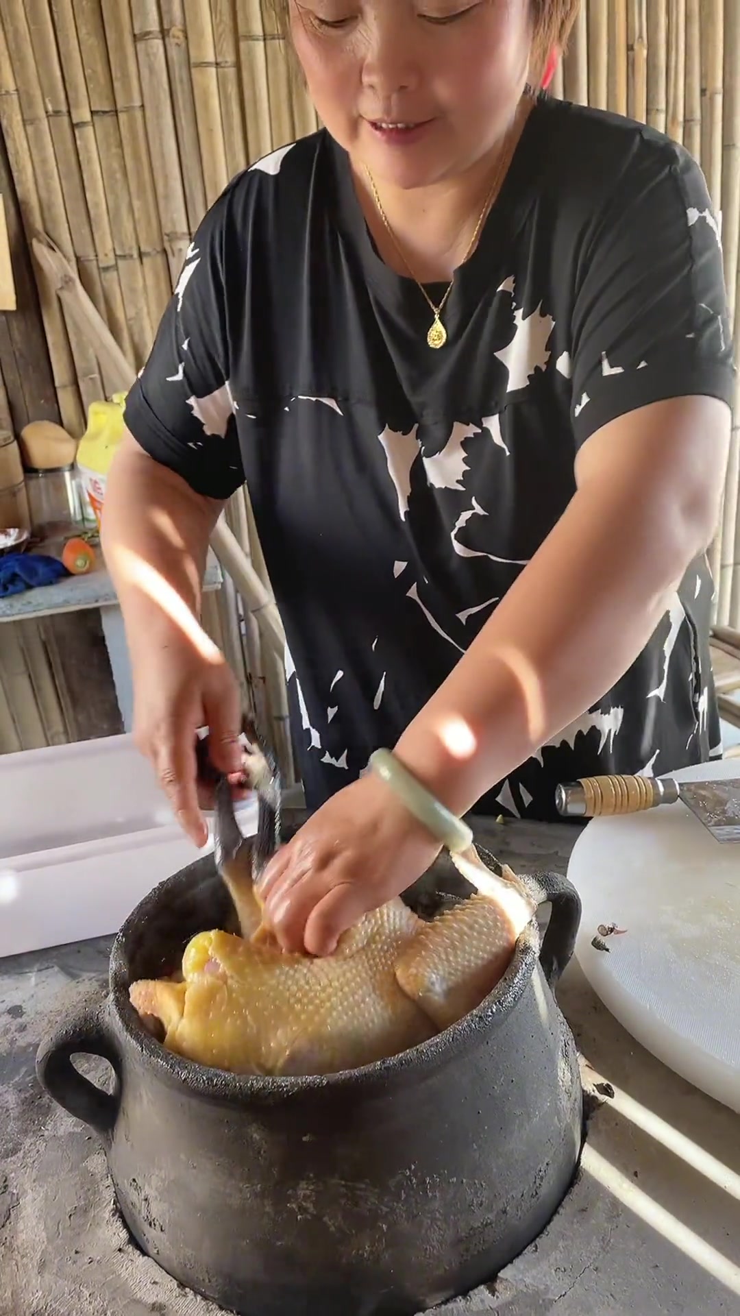 这才是真正的柴火鸡,炖好后只有阳曦喝点汤