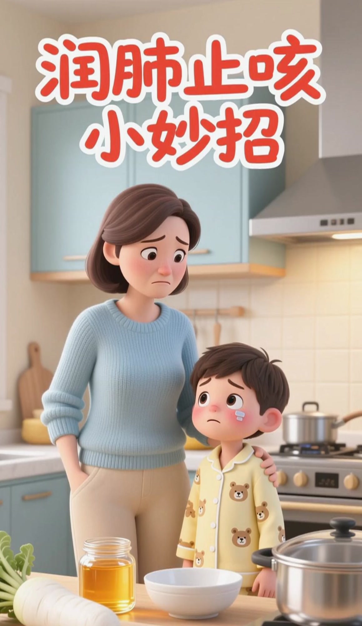 白萝卜加蜂蜜,蒸水喝润肺止咳超适合孩子