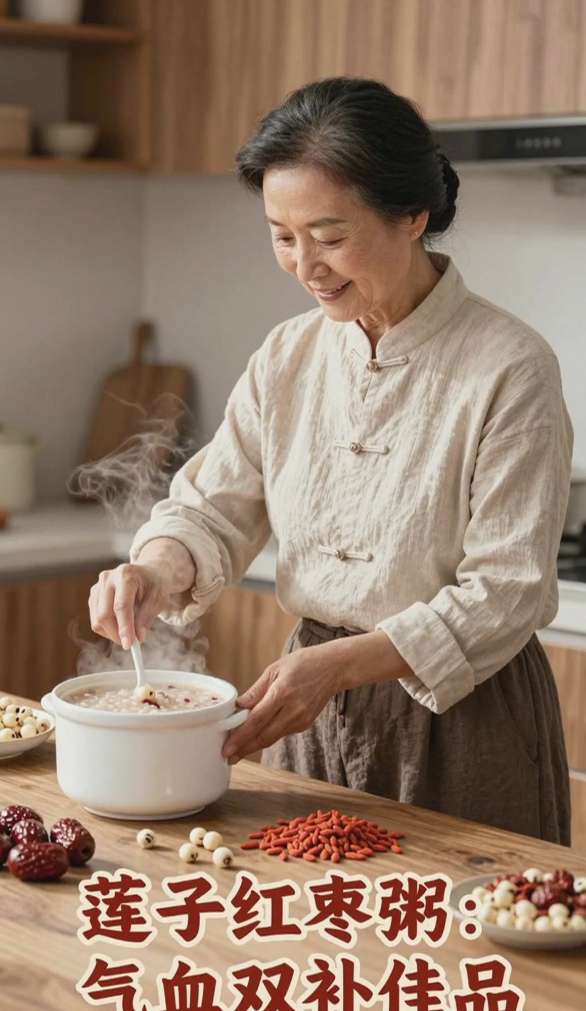 莲子加红枣，煮粥补气养血超适合女生