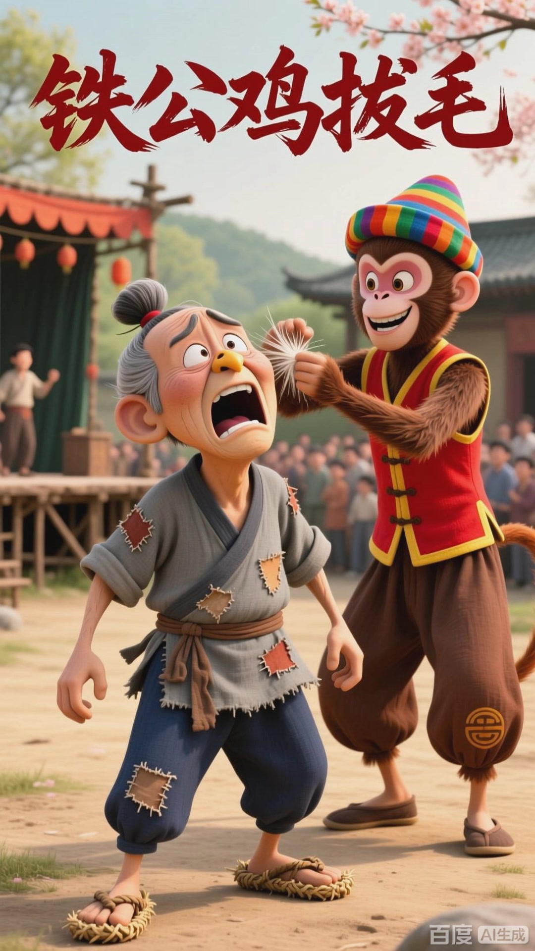 民间喜剧:铁公鸡拔毛疼叫唤被笑