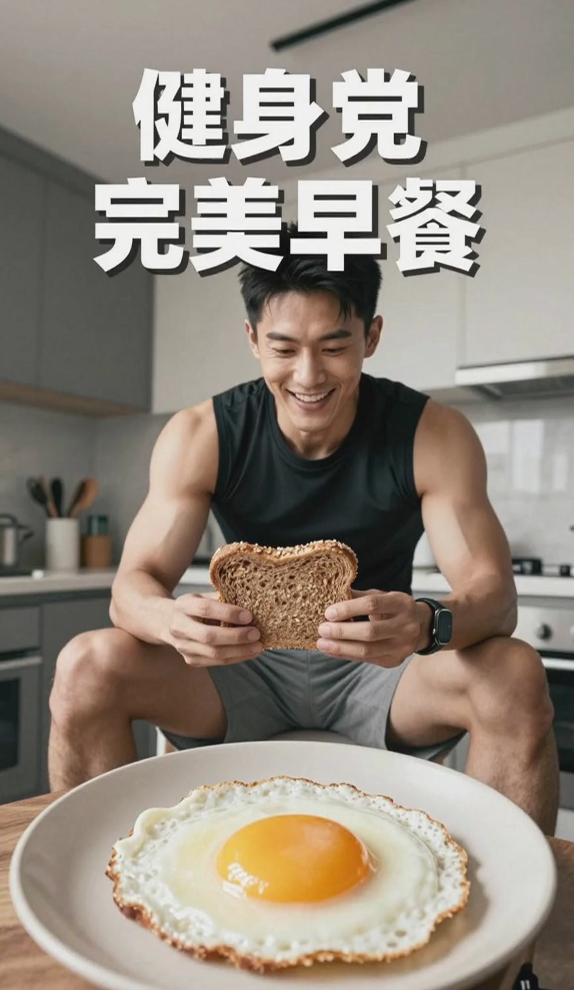 健身党必备的早餐,全麦面包 + 鸡蛋,饱腹增肌