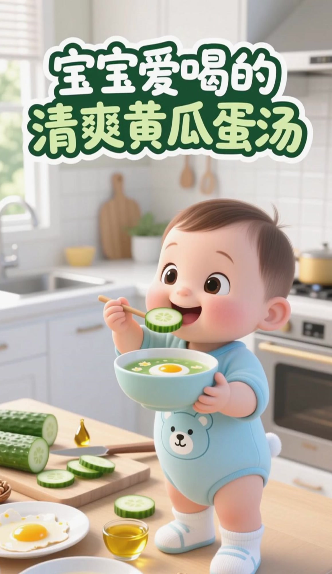 宝宝辅食汤！黄瓜蛋汤，清爽解渴超营养