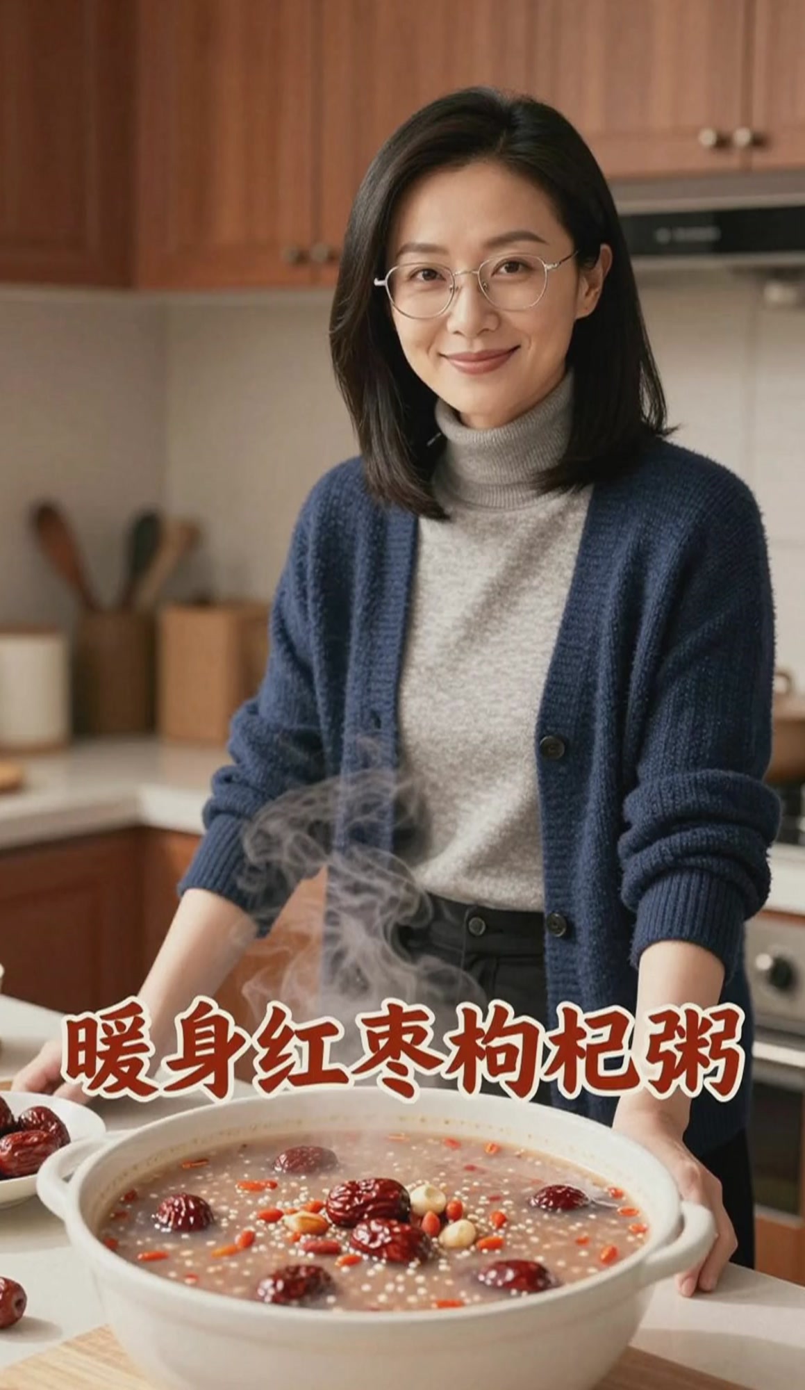 宅家做的养生红枣枸杞粥，香甜温润，喝了身体超暖和