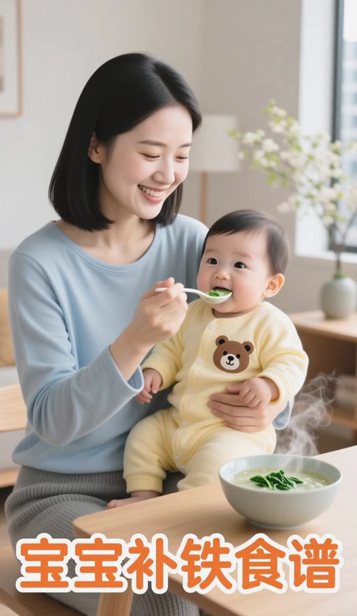 宝宝辅食粥!菠菜粥,补铁补血超营养