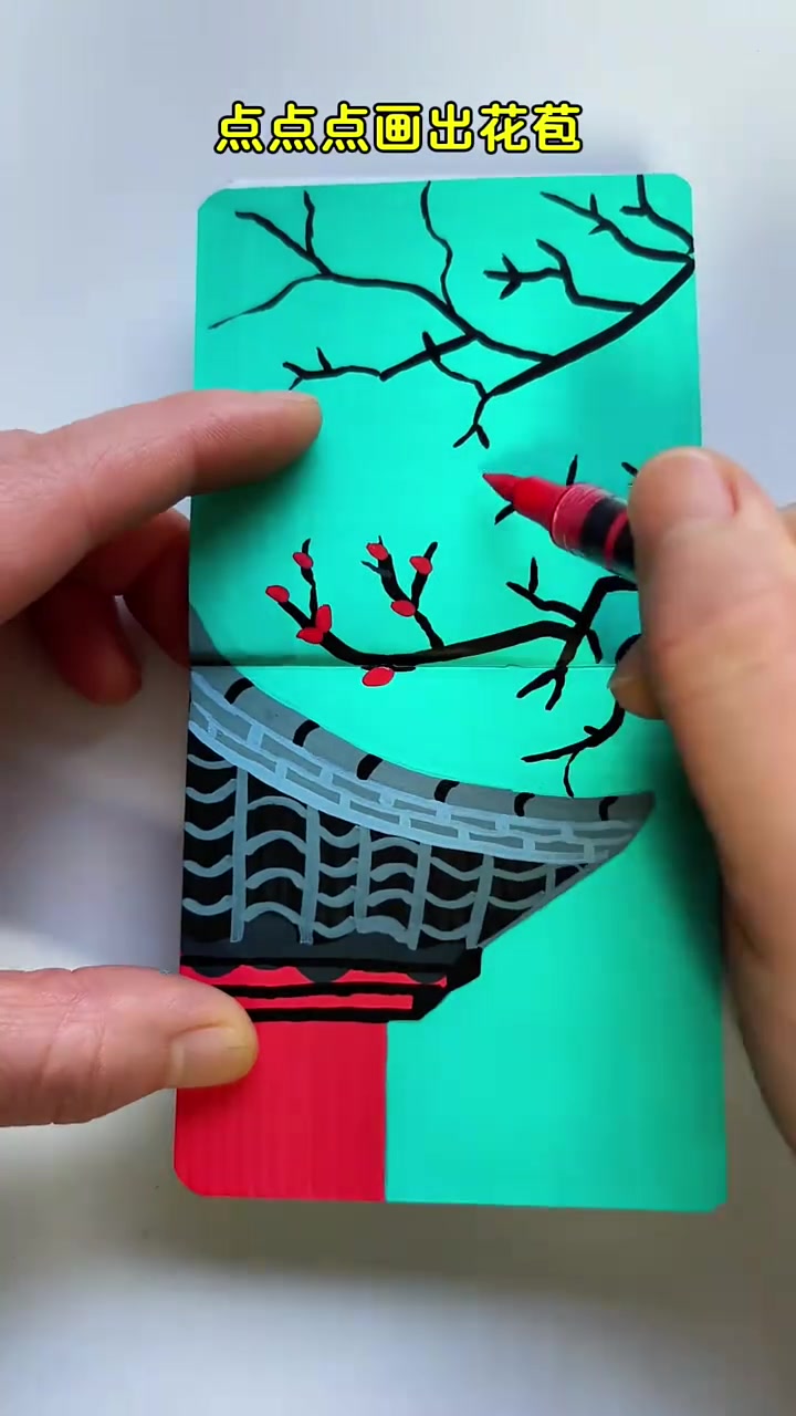 用丙烯马克笔画冬日美景，也太好看了