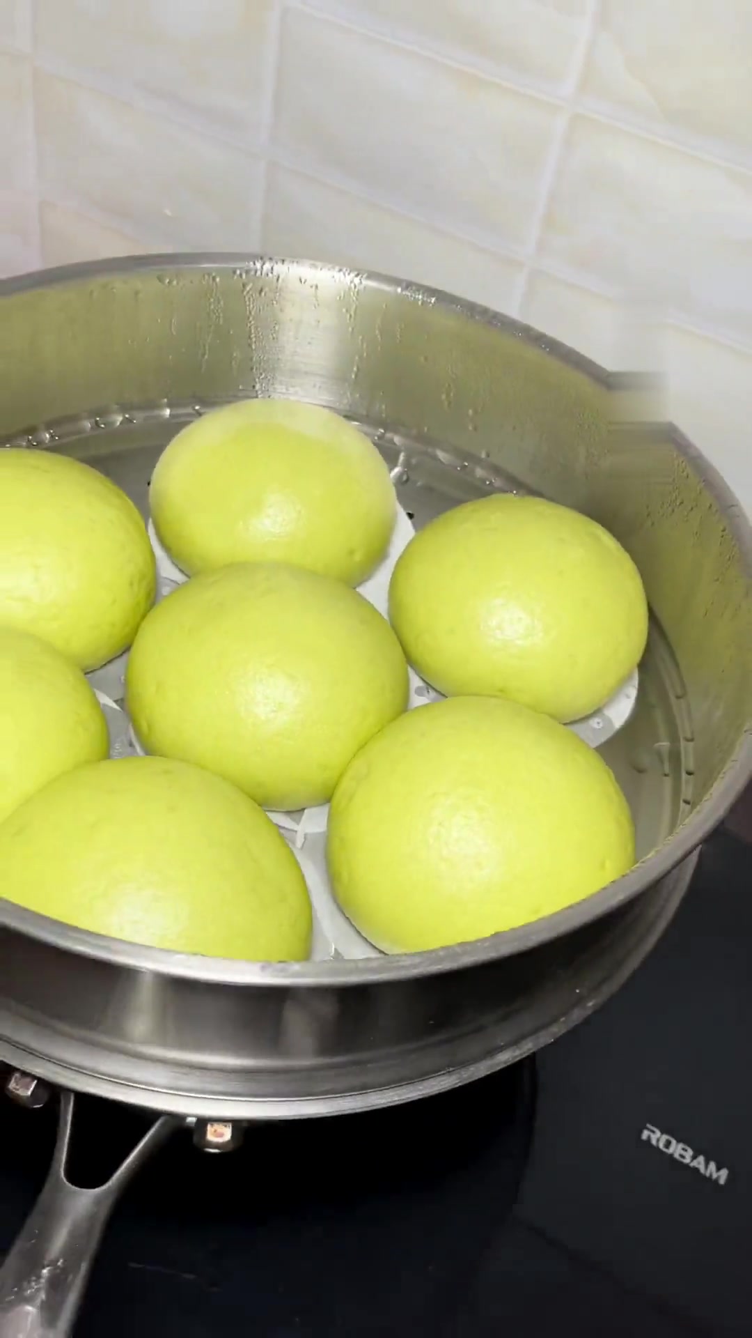 菠菜汁馒头，蓬松暄软