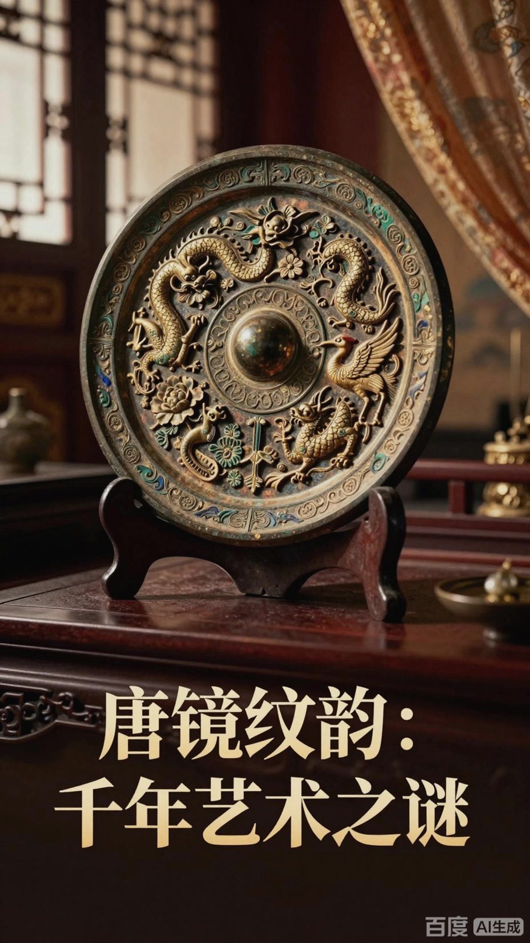 唐代铜镜,背面的花纹有什么寓意