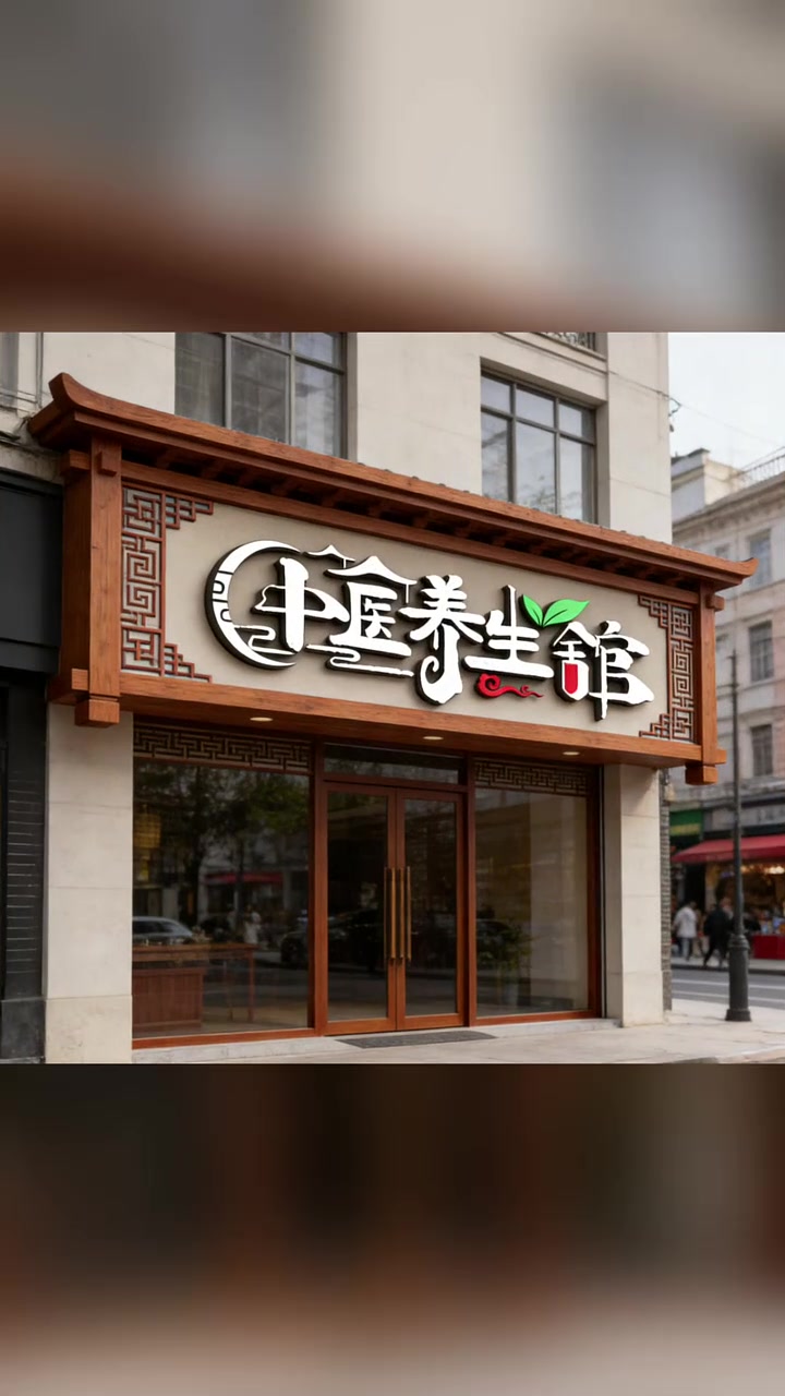 中医养生馆门头效果图设计，中医养生馆招牌设计，中医养生馆logo设计 中医养生馆门头效果图