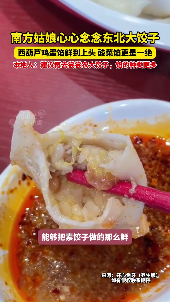 南方姑娘心心念念东北大饺子，西葫芦鸡蛋馅鲜到上头，酸菜馅更是一绝，本地人：建议再去尝尝农大