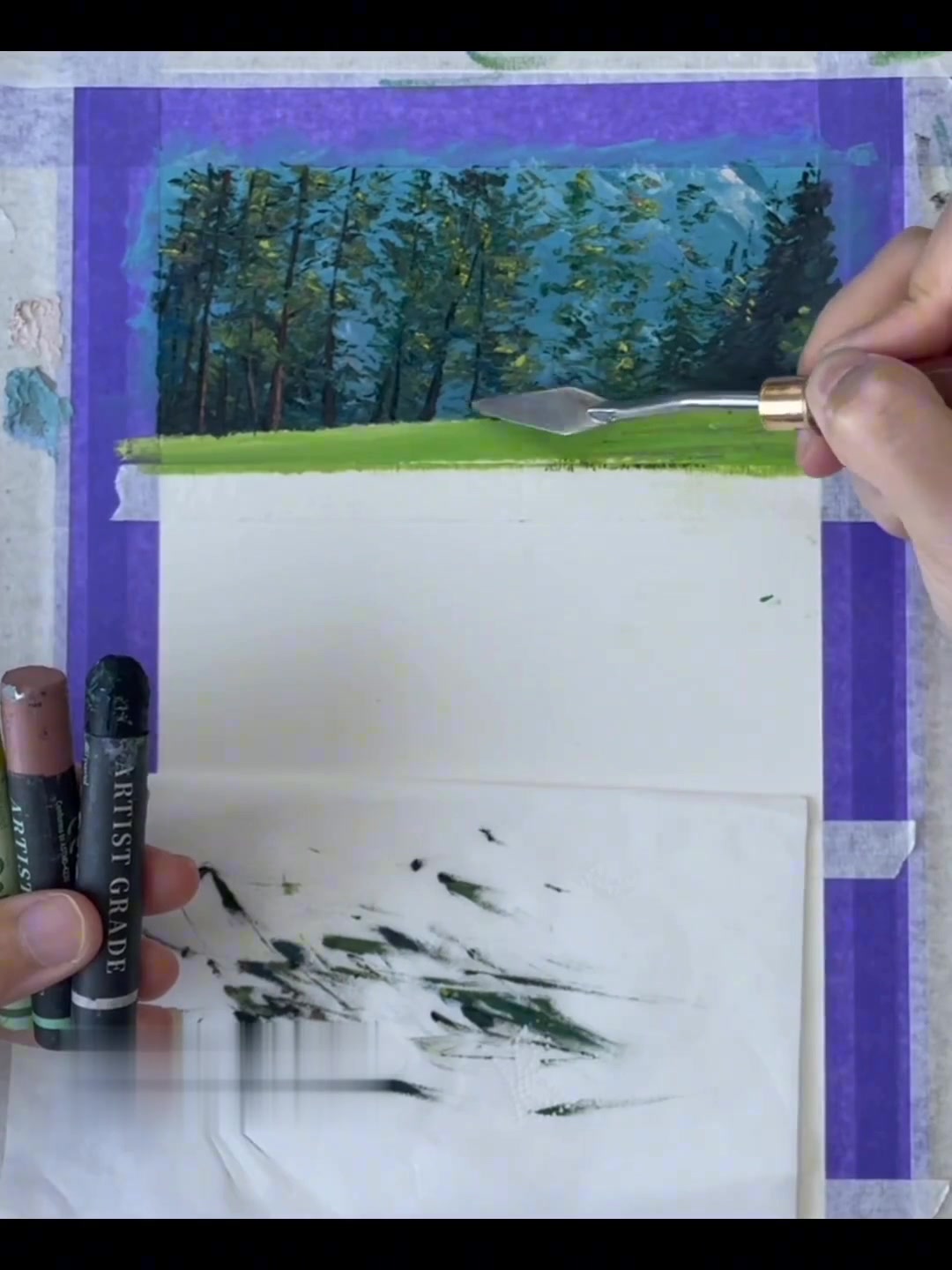 丹可林油画棒绘画教程:《我的阿勒泰》视频绘画过程来了