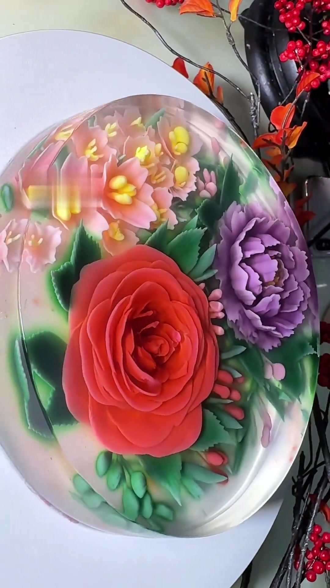 满源果在家做3D果冻花蛋糕，零基础也能做，治愈系美食