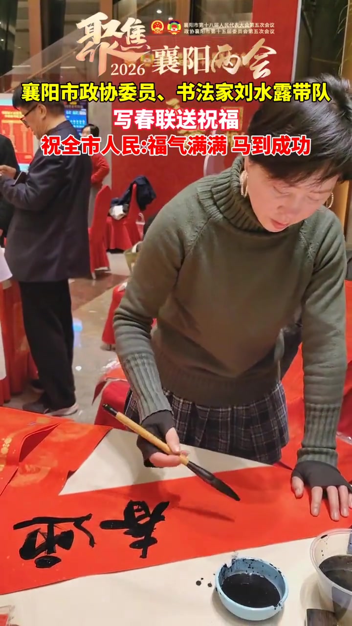 襄阳市政协委员、书法家刘水露带队写春联、送祝福,祝全市人民福气满满!马到成功!(视频/剪辑
