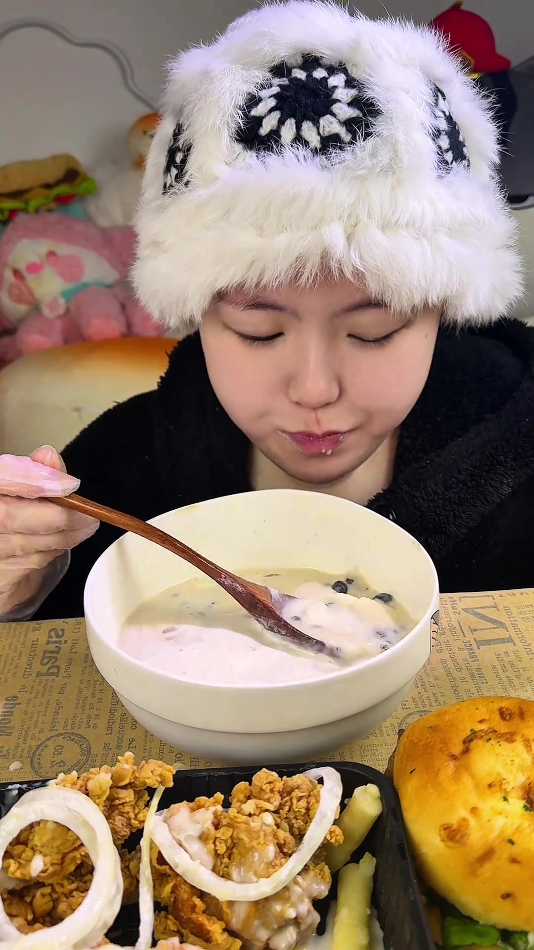 奶茶粥配炸鸡，香迷糊了！
