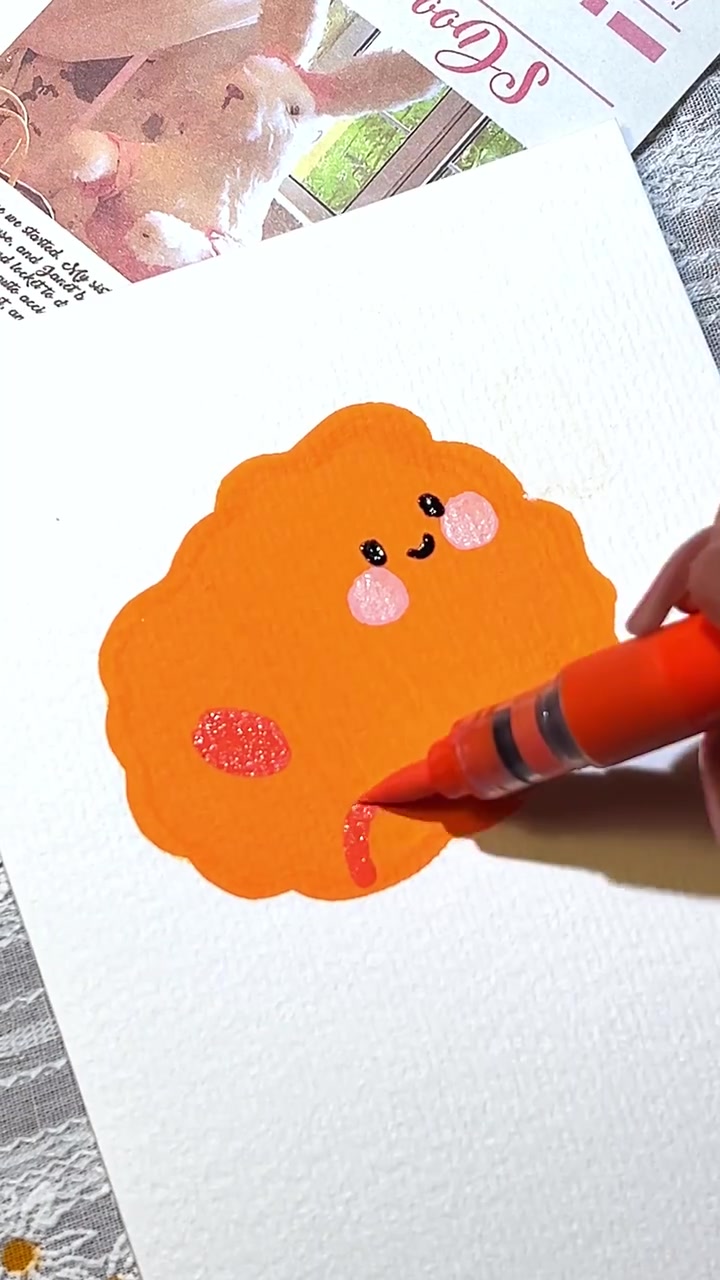 丙烯马克笔手绘可爱炸鸡腿简笔画