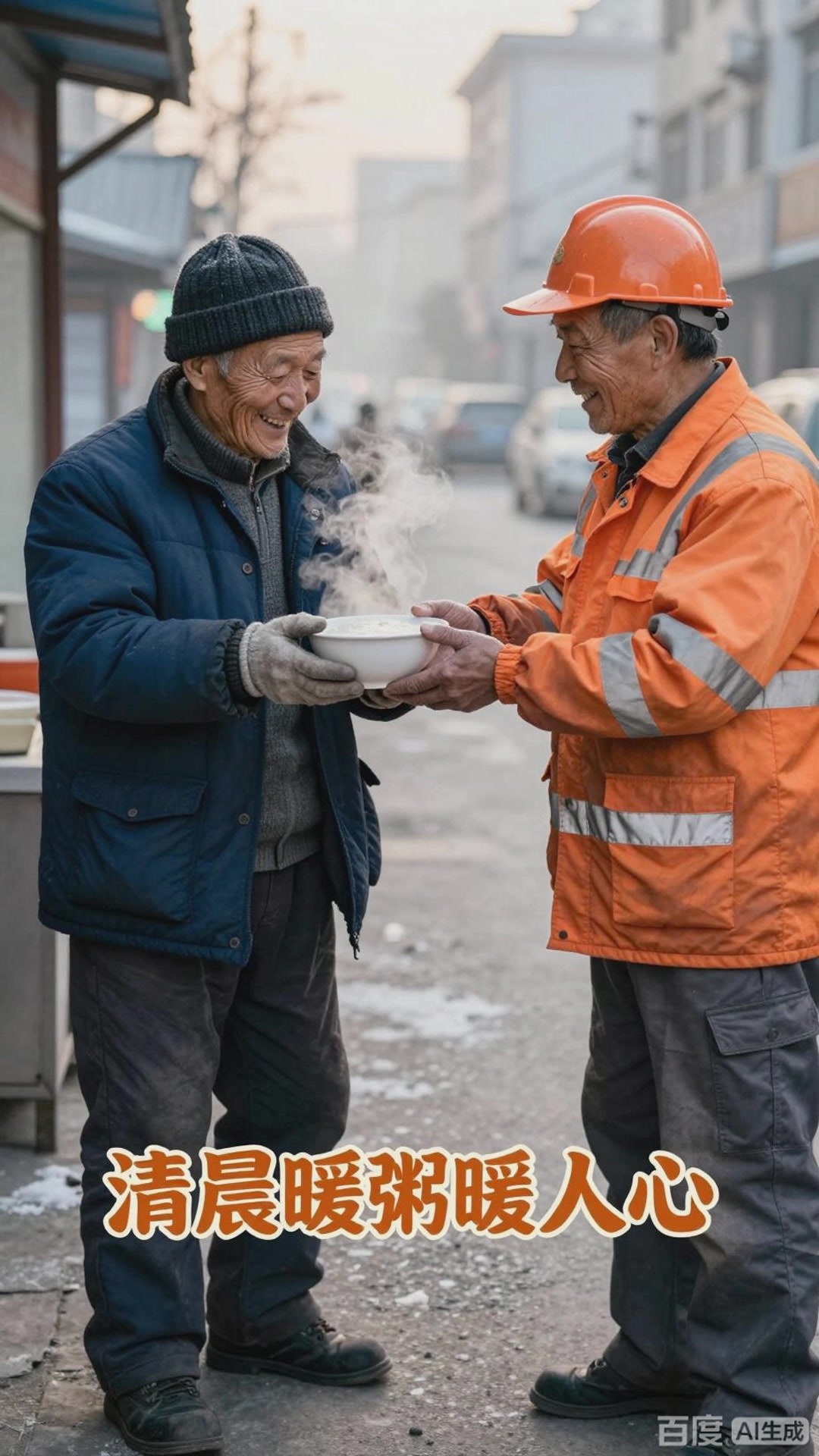 志愿者坚守爱心粥屋，每日为环卫工人送热粥