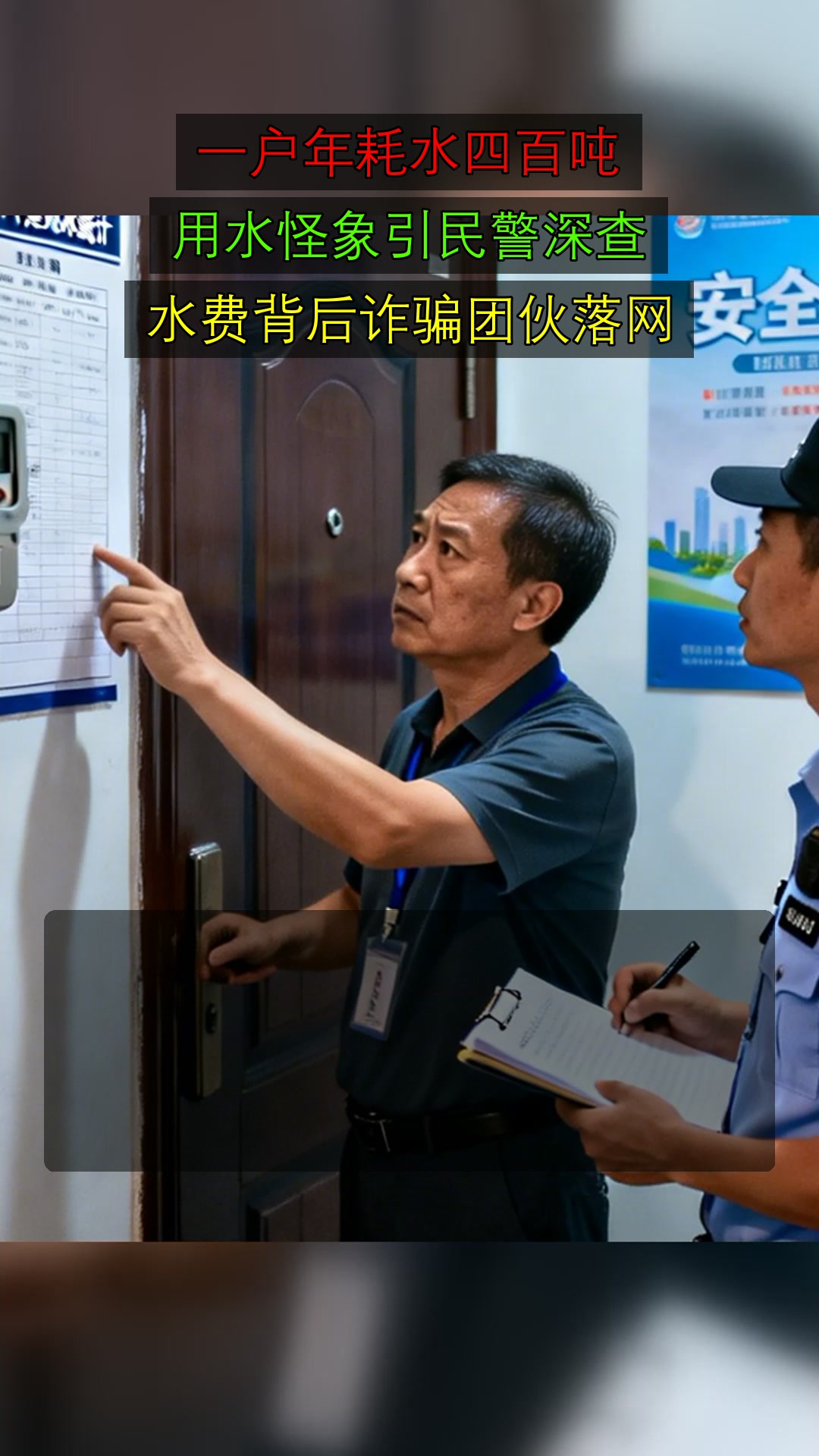 一户年耗水四百吨,用水怪象引民警深查,水费背后诈骗团伙落网