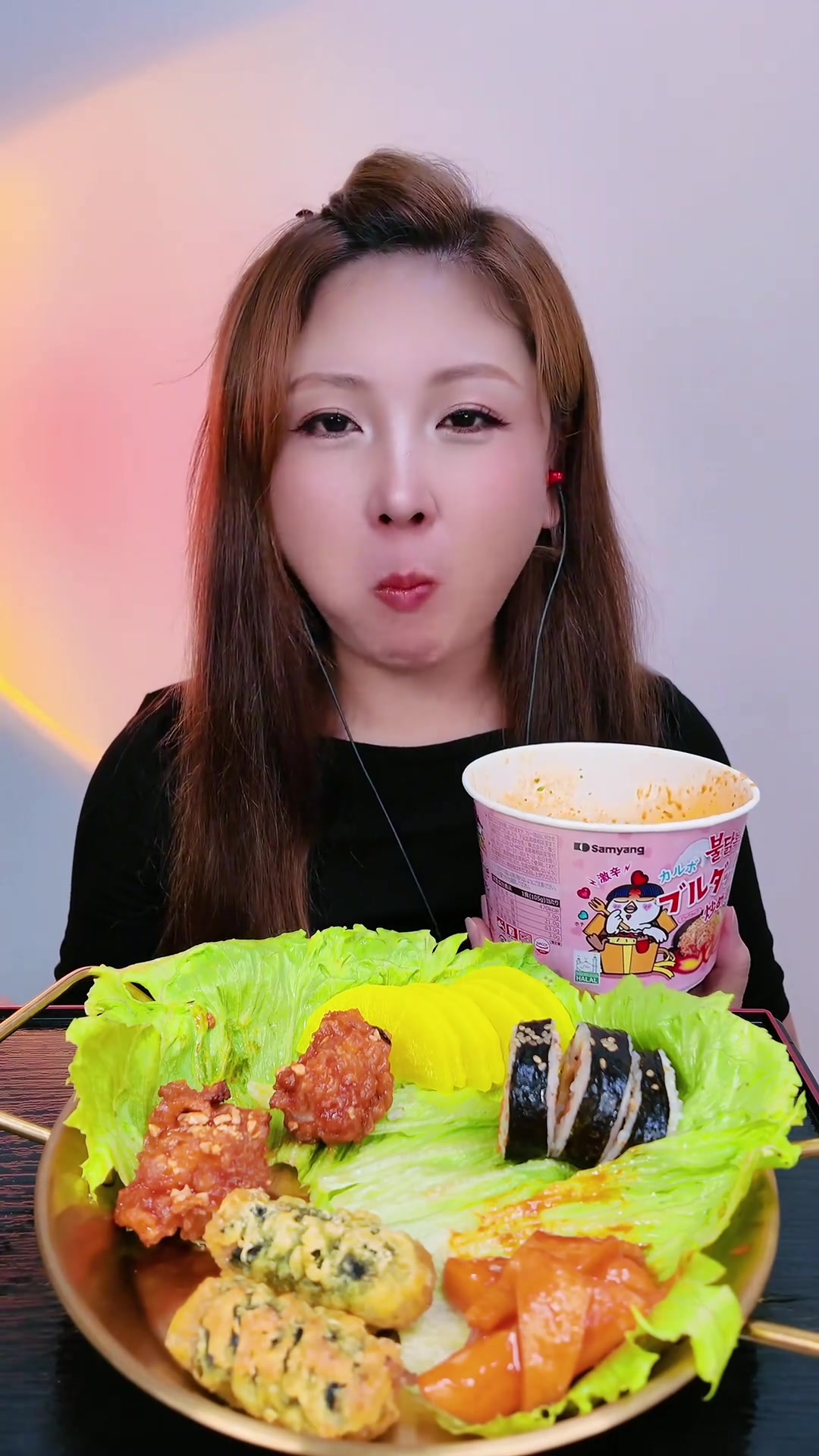 奶油火鸡面，韩式料理，咀嚼音，韩式炸鸡