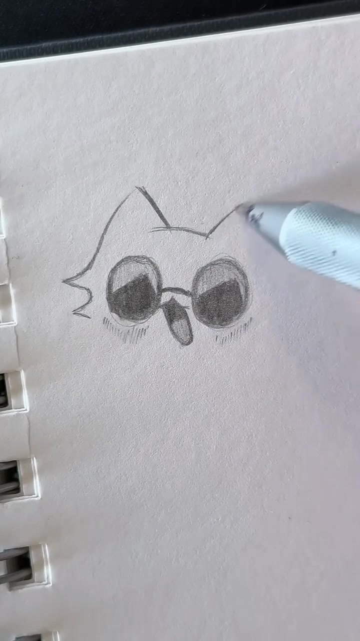 无聊时可以画的简单事物之眼镜卡通小猫