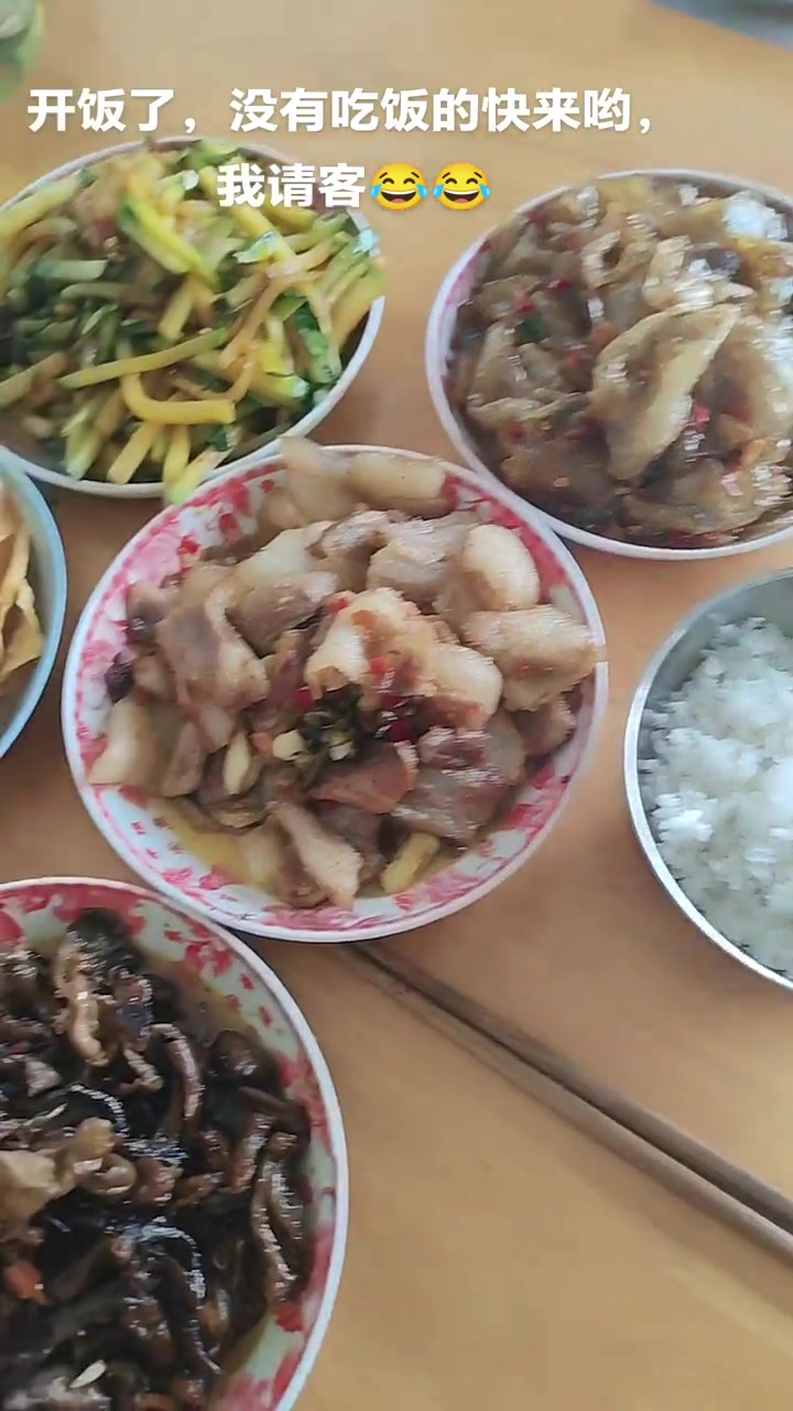 午餐荤素搭配，丰盛家常饭菜