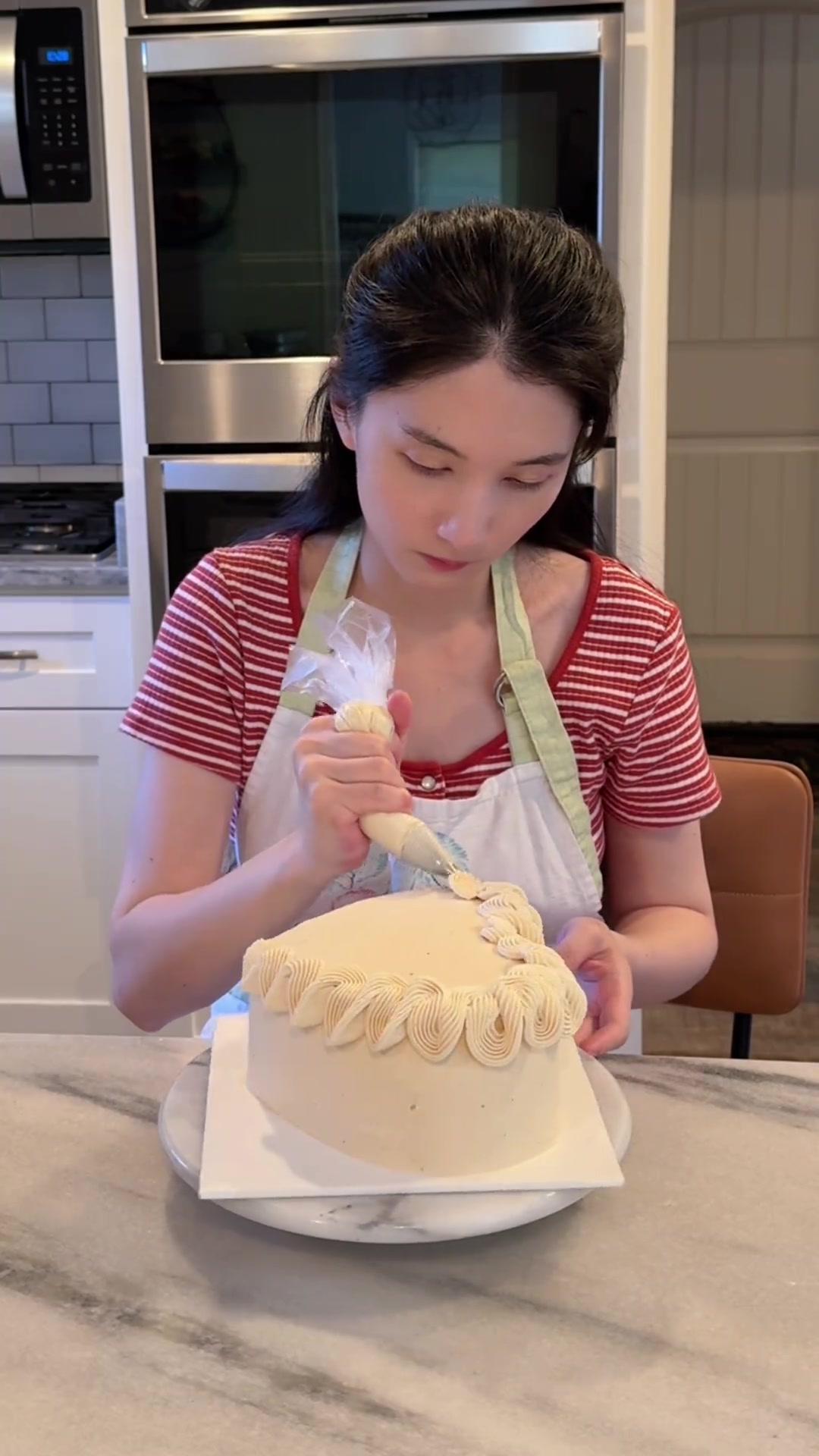 第二次做结婚纪念日爱心蛋糕，奶茶口味蜜红豆进步