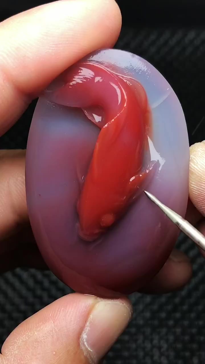 玉雕鲤鱼，玛瑙雕刻