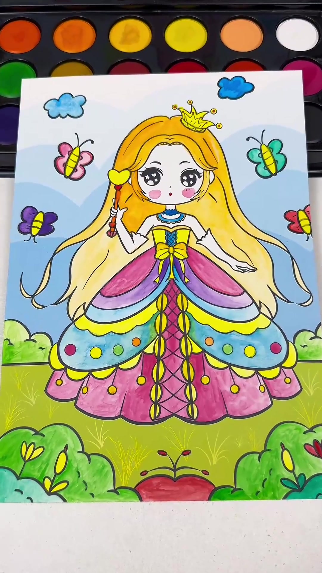 趣味公主美人鱼涂色画，孩子们喜欢，怎么涂都好看，一起涂