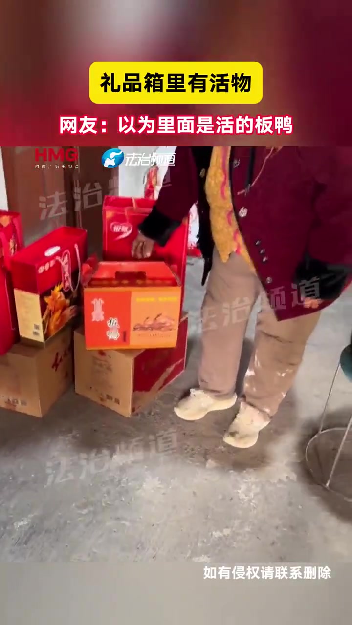 礼品箱里有活物 网友：以为里面是活的板鸭（E）