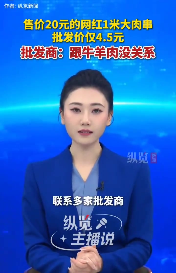 卖20的1米大肉串批发价仅4.5元 批发商:纯鸭肉+羊油