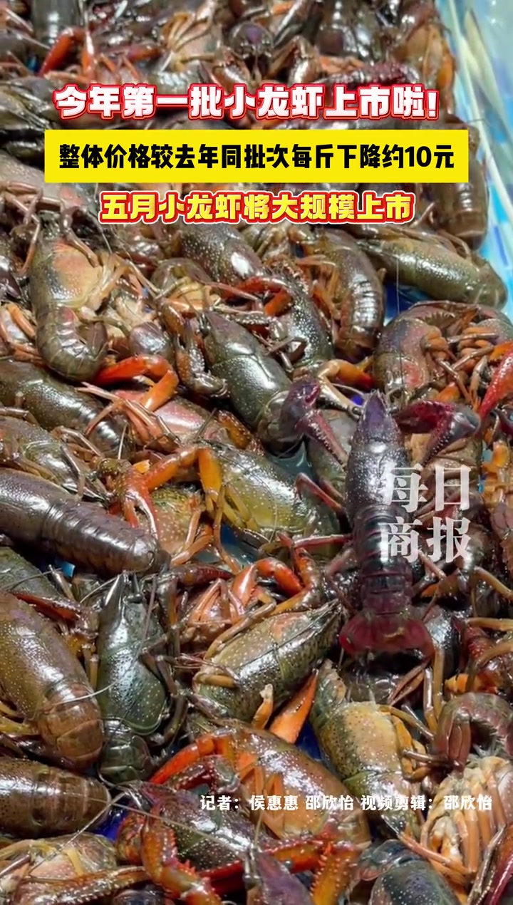 目前 杭城部分农贸市场已开始售卖，小龙虾上市时间较往年提前近1个月，每斤价格在15元至40