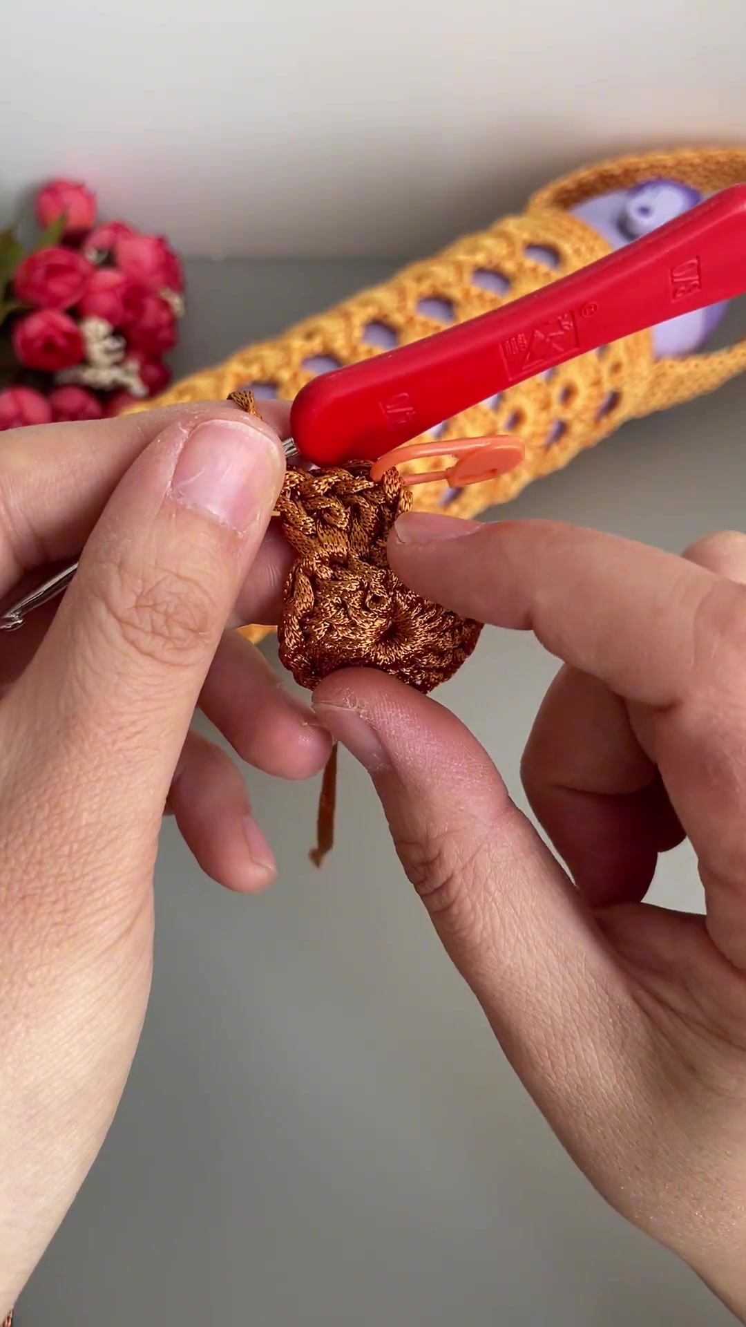 小扇子花样水杯套,钩针编织详细教程