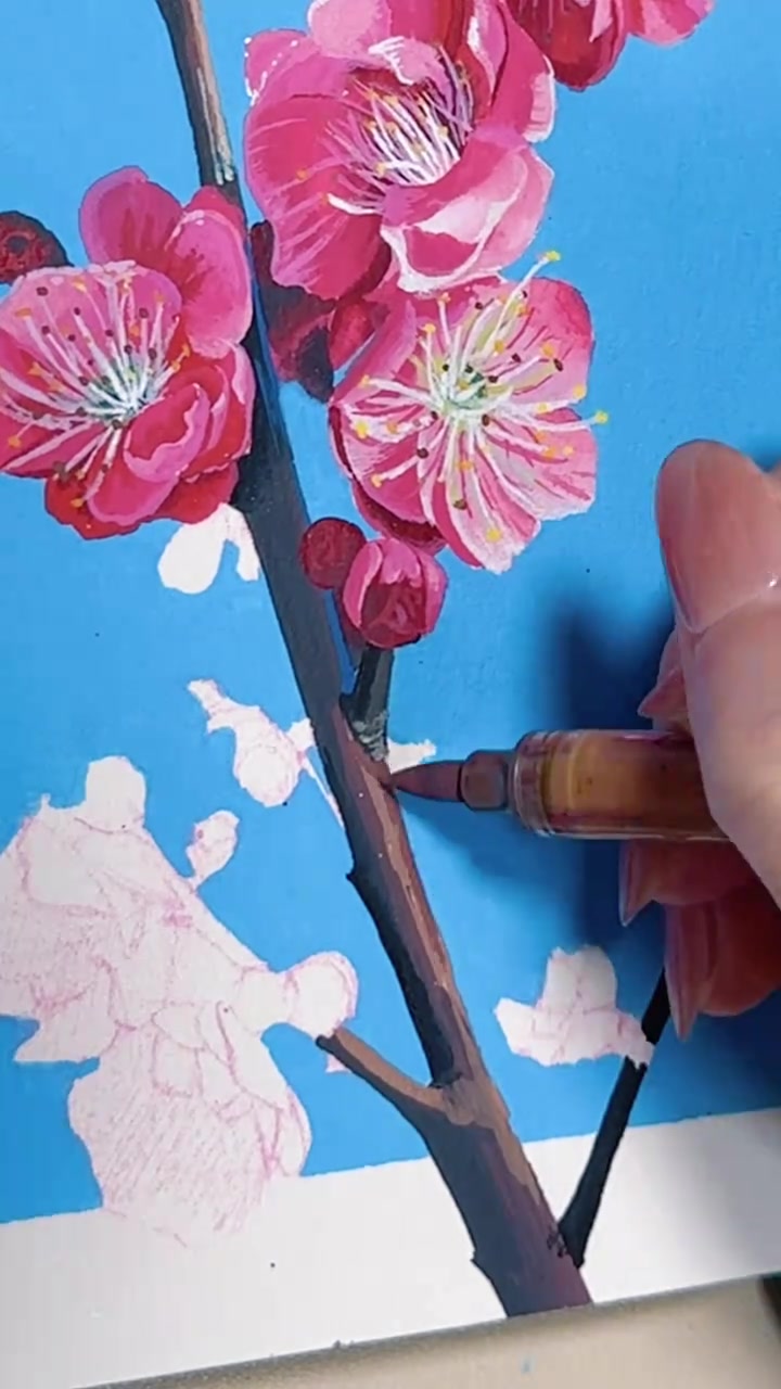 丙烯马克笔轻松画梅花,新手也能学