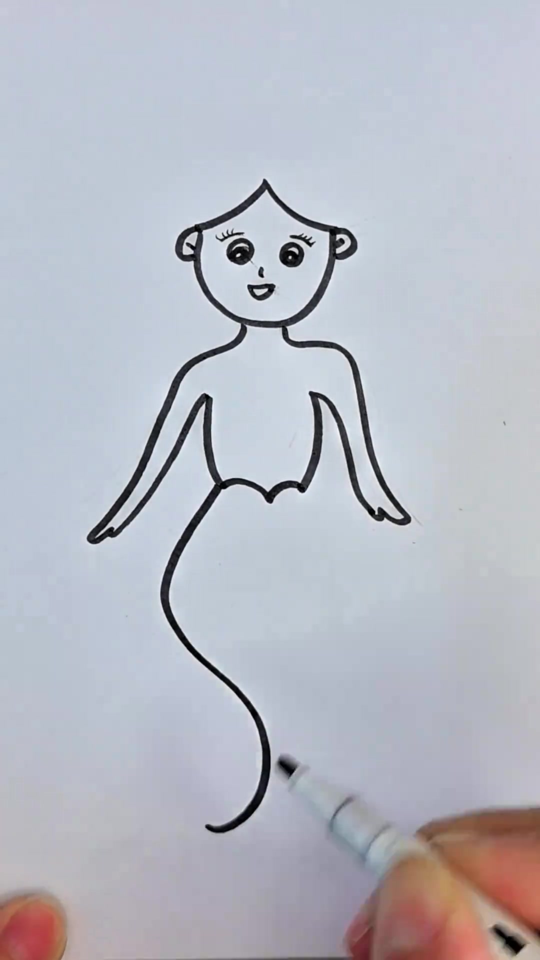 超简单的美人鱼简笔画教程,一看就会
