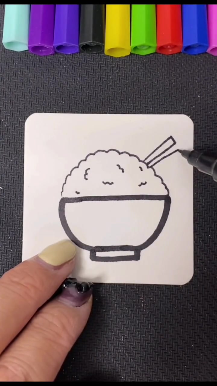 一碗米饭简笔画教程,解压禅绕画超简单