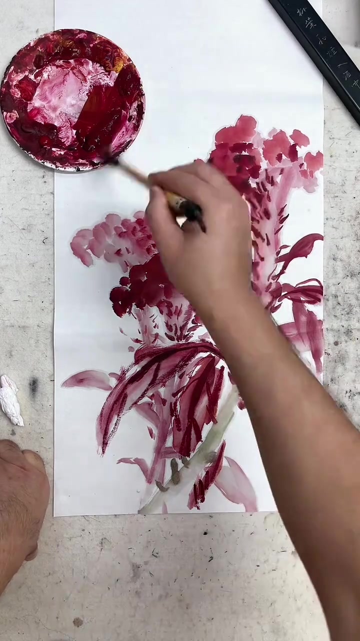 教你画大写意鸡冠花的简单技巧