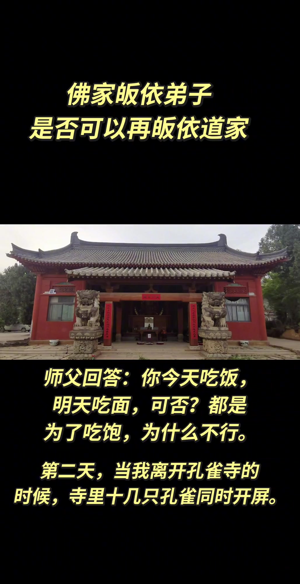 孔雀寺法师解答皈依弟子能否再归道家