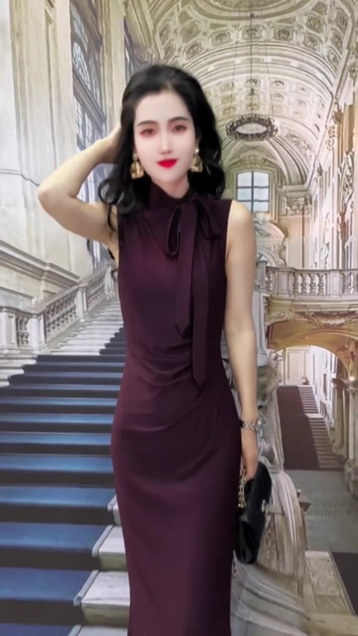 自带贵气的酒红色长款鱼尾裙，才是秋冬穿搭天花板！