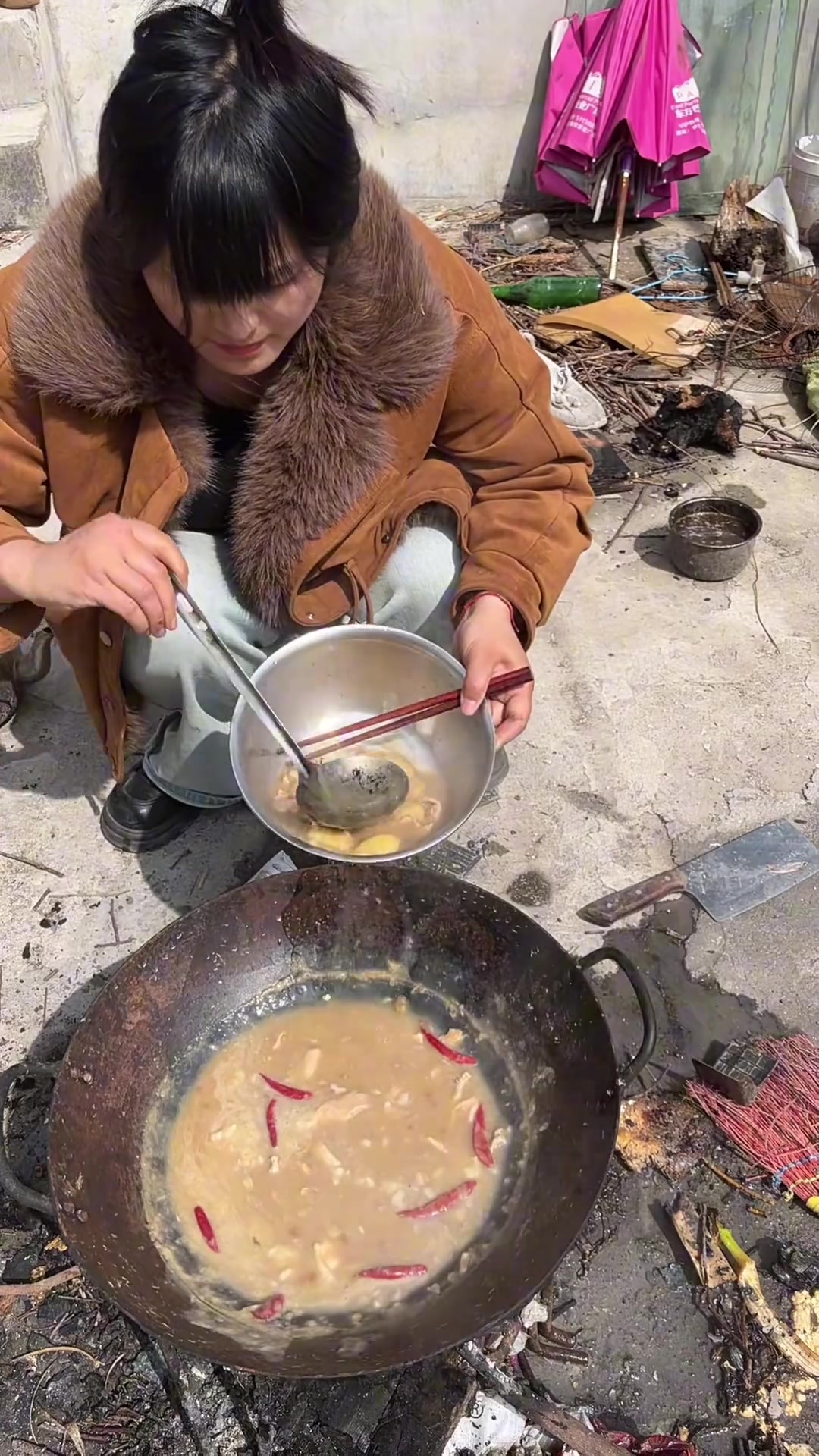农村生活日常，做碗瘦肉水果粥