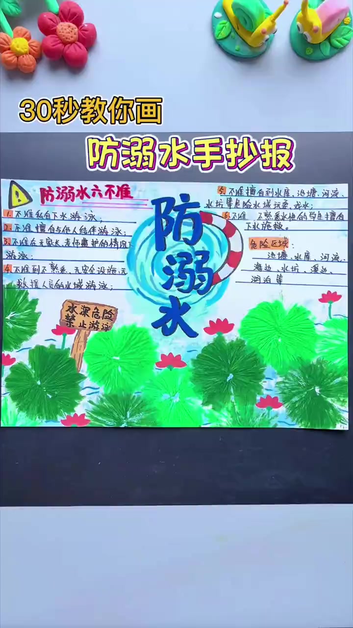 30秒教你画防溺水手抄报